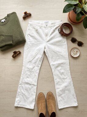LOFT Women's Off-White Straight-Leg Jeans